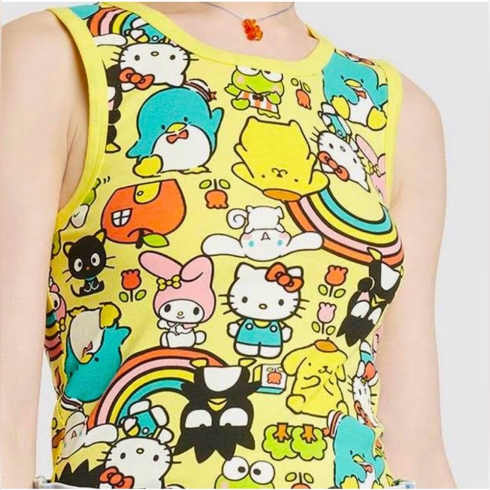 Hello Kitty and Friends by Sanrio Women’s XS  Yellow Colorful Character Tank Top